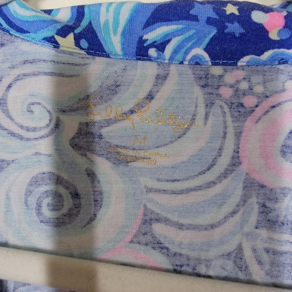 Lilly Pulitzer Women's Ruffle PJ Lapis Lazuli Cosmic Kismet Shorts Set Medium - Picture 7 of 10